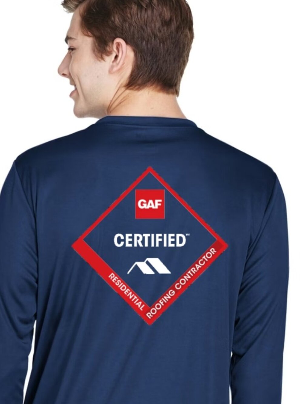 GAF Roofing 100% Polyester 2XL Tee by Team 365 T-Shirt (Back-Logo, Front-Plain)